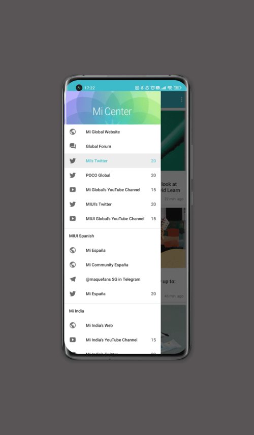 Mi Center Xiaomi social app screenshot